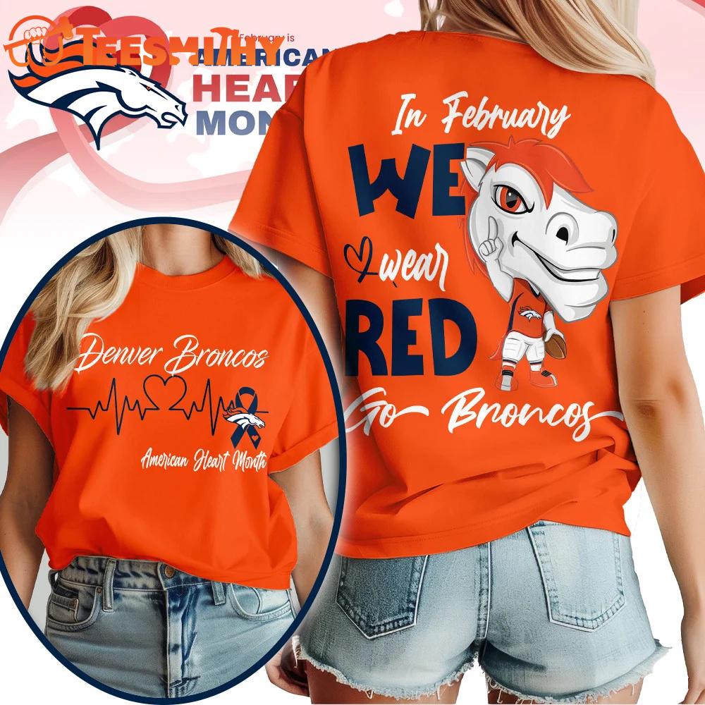 Denver Broncos NFL Mascot American Heart Month Unisex 3D Shirt