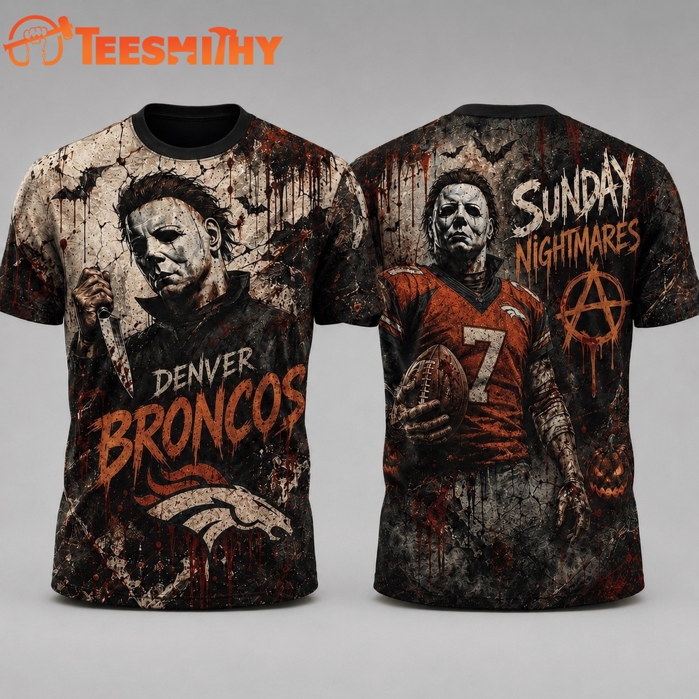 Denver Broncos NFL Michael Myers Sunday Nightmares Horror Halloween 3D T Shirt