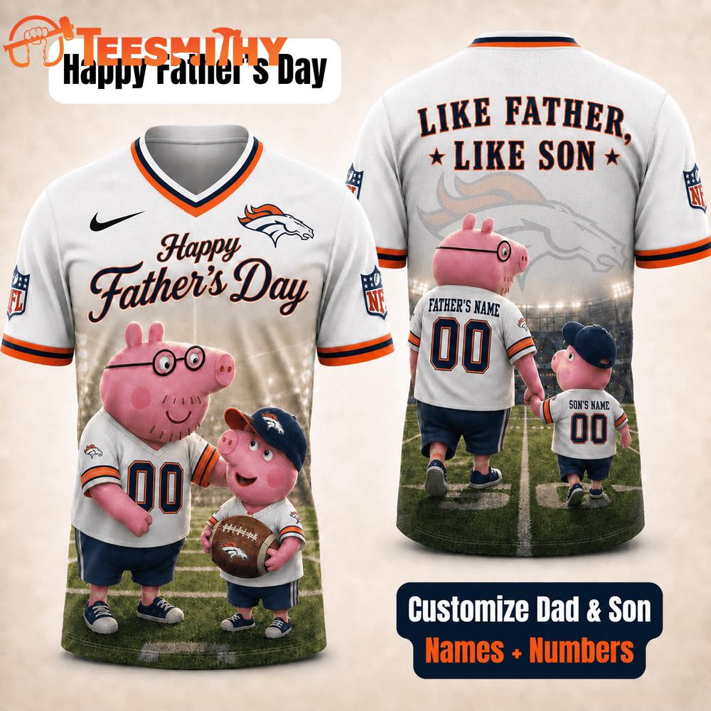 Denver Broncos NFL Peppa Pig Father's Day Dad Football Jersey