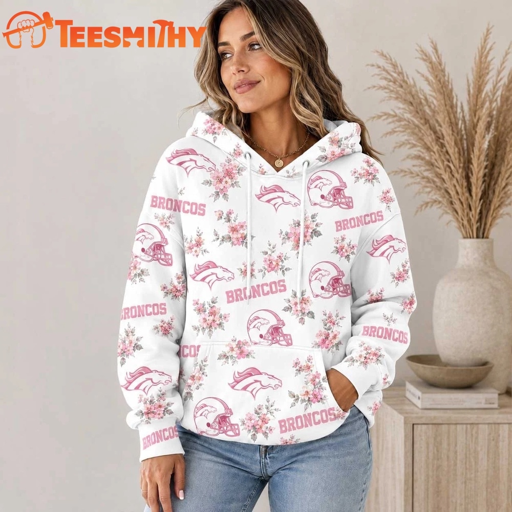 Denver Broncos NFL Pink Floral Team Pride Hoodie Shirt