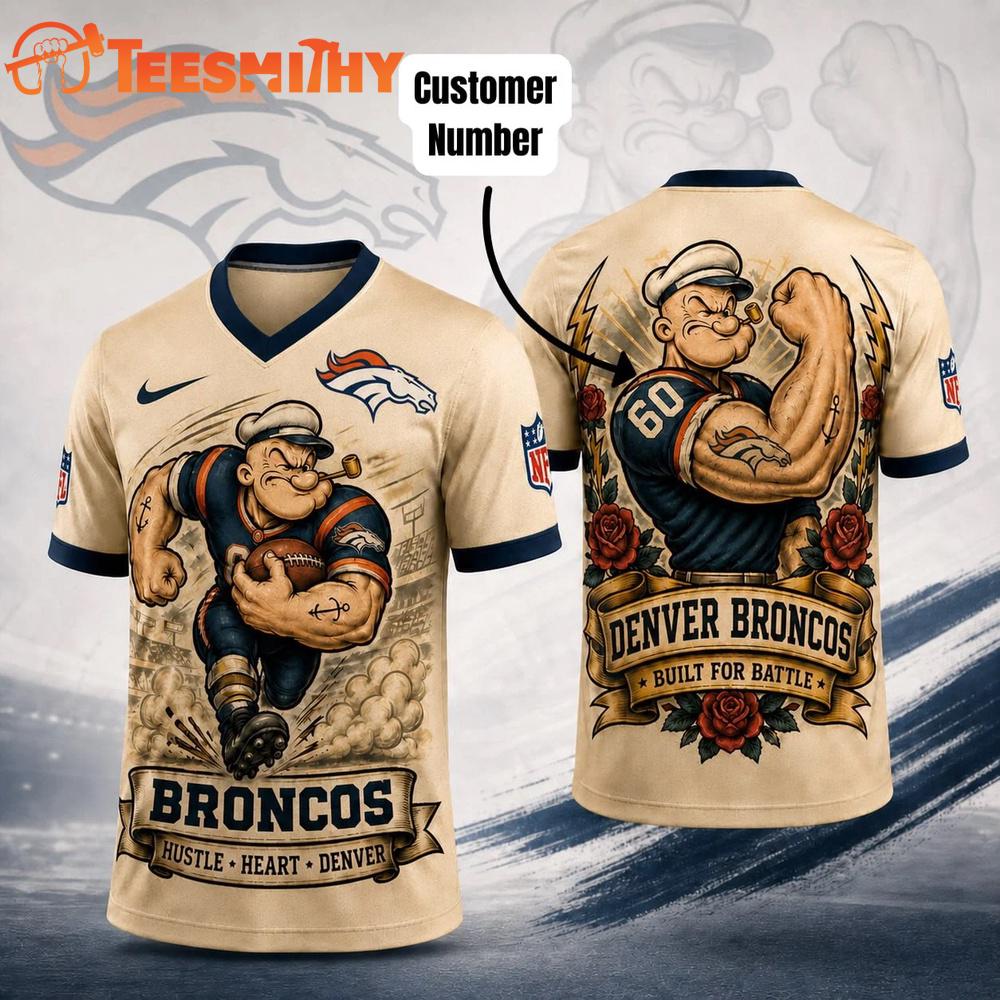 Denver Broncos NFL Popeye Vintage Tattoo Football Jersey