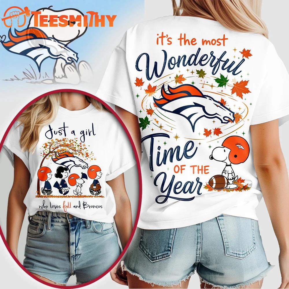 Denver Broncos NFL Snoopy Fall Wonderful Time of the Year 3D Shirt
