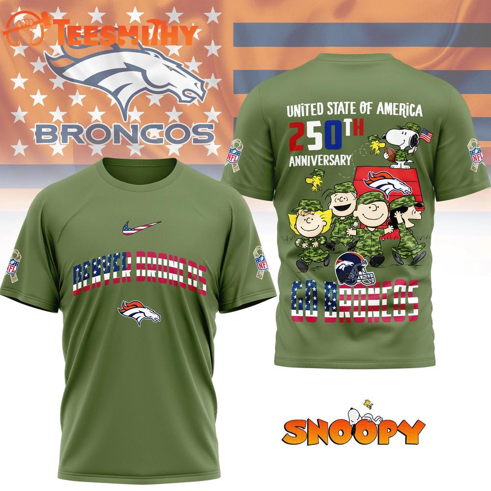 Denver Broncos NFL Snoopy Peanuts Freedom 250th of America 3D T Shirt