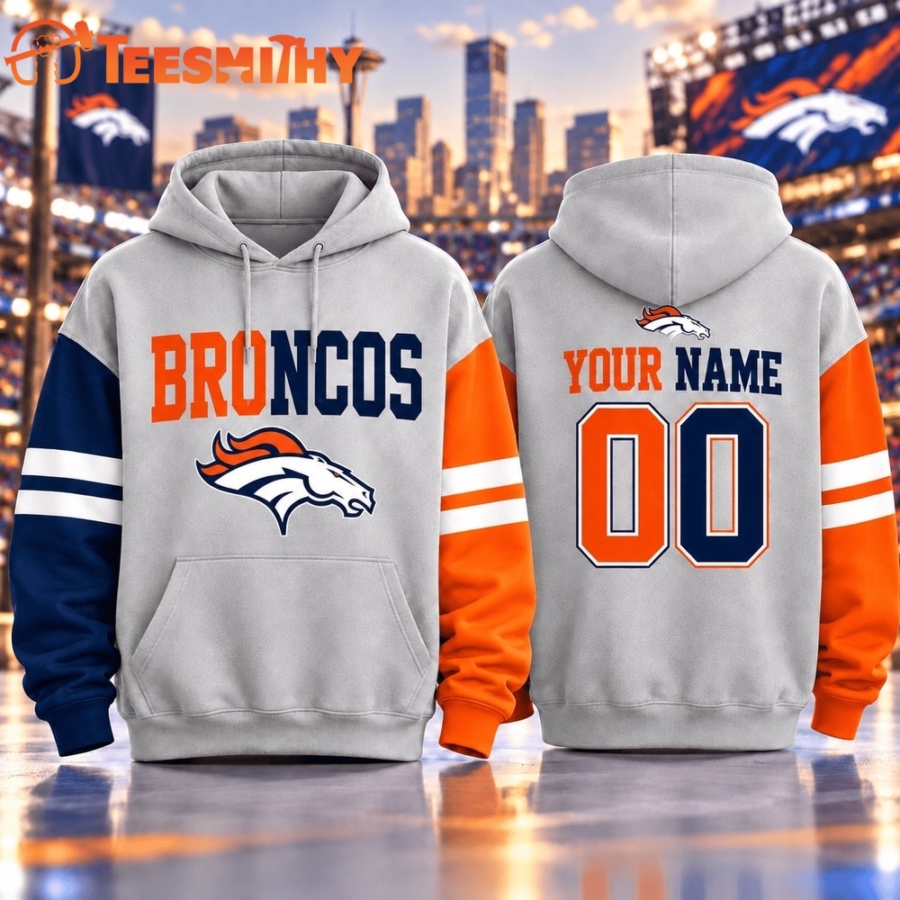 Denver Broncos NFL Two Tone Colorblock Varsity Hoodie