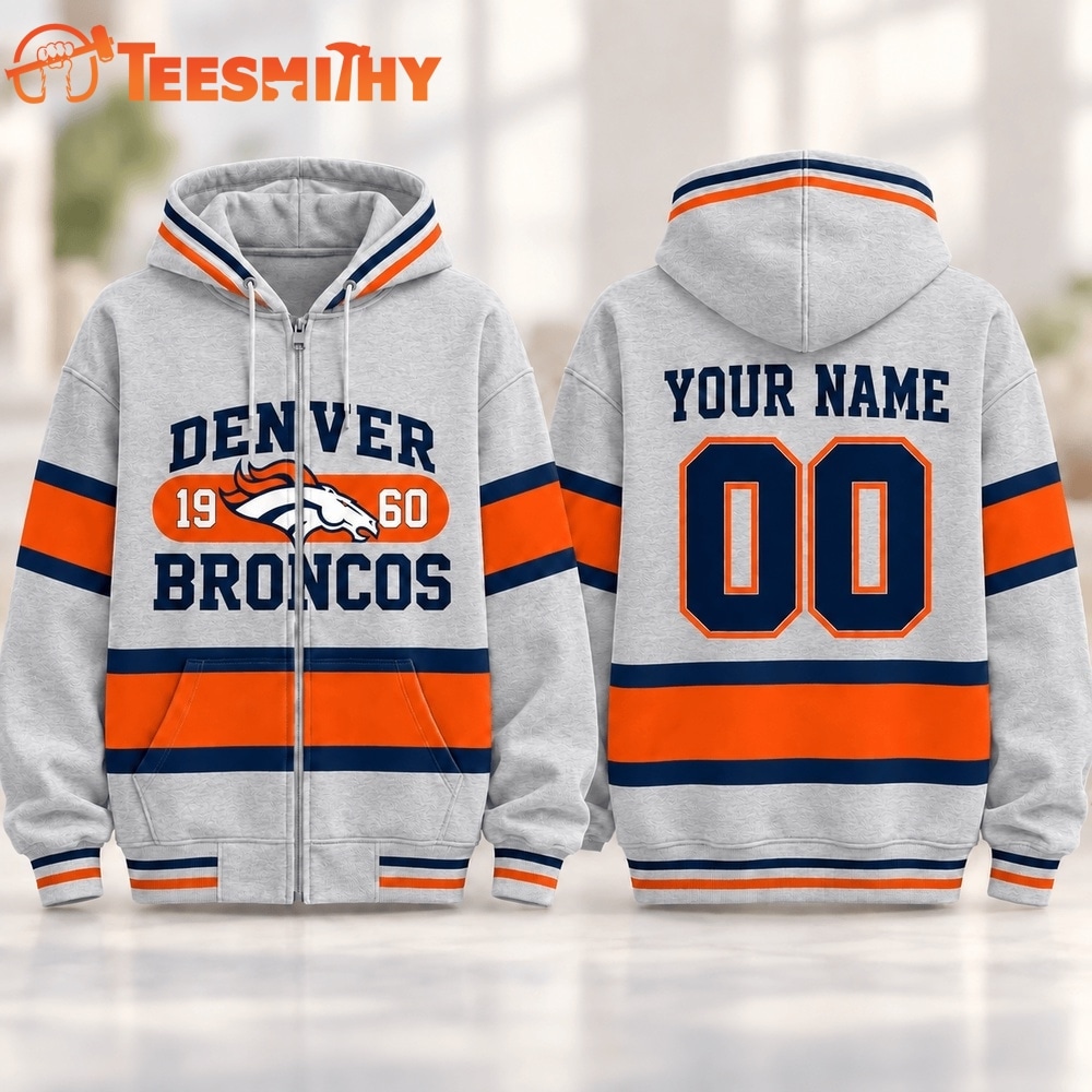 Denver Broncos NFL Varsity Stripe Zip Hoodie