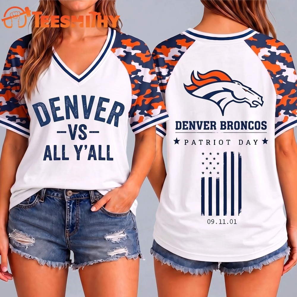 Denver Broncos NFL vs All Y' All United We Stand V Neck T Shirt