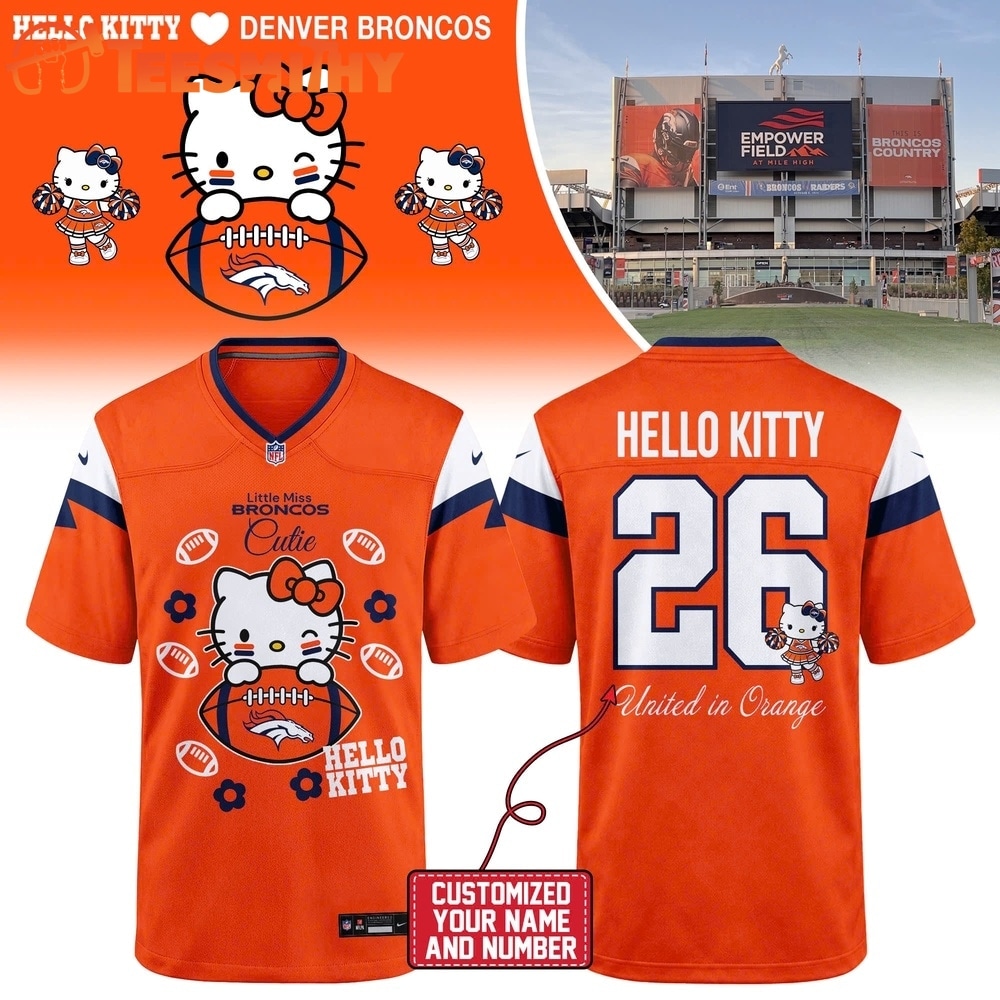 Denver Broncos NFL x Hello Kitty 2026 Football Jersey Shirt