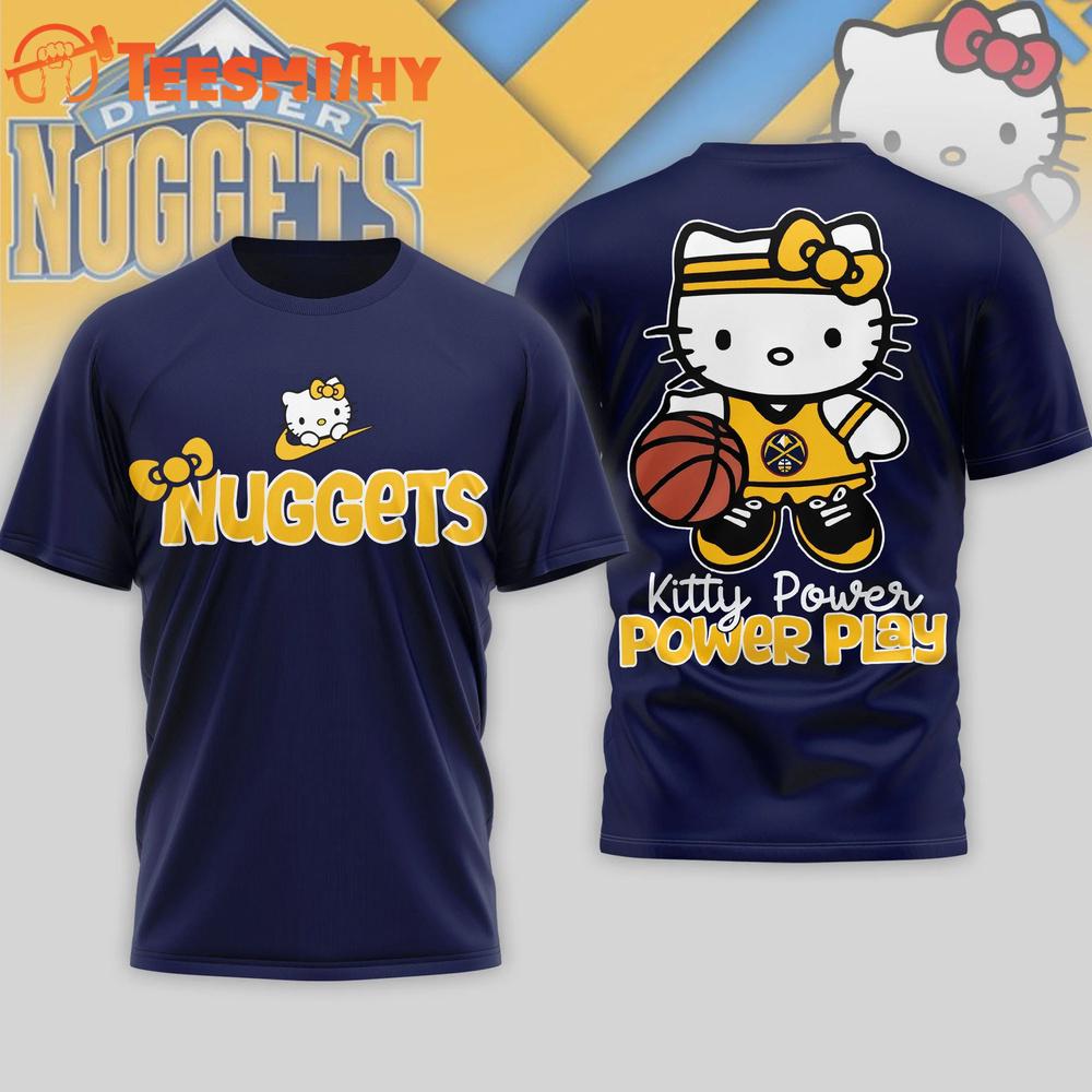 Denver Nuggets 2026 NBA Hello Kitty Power Play 3D T Shirt