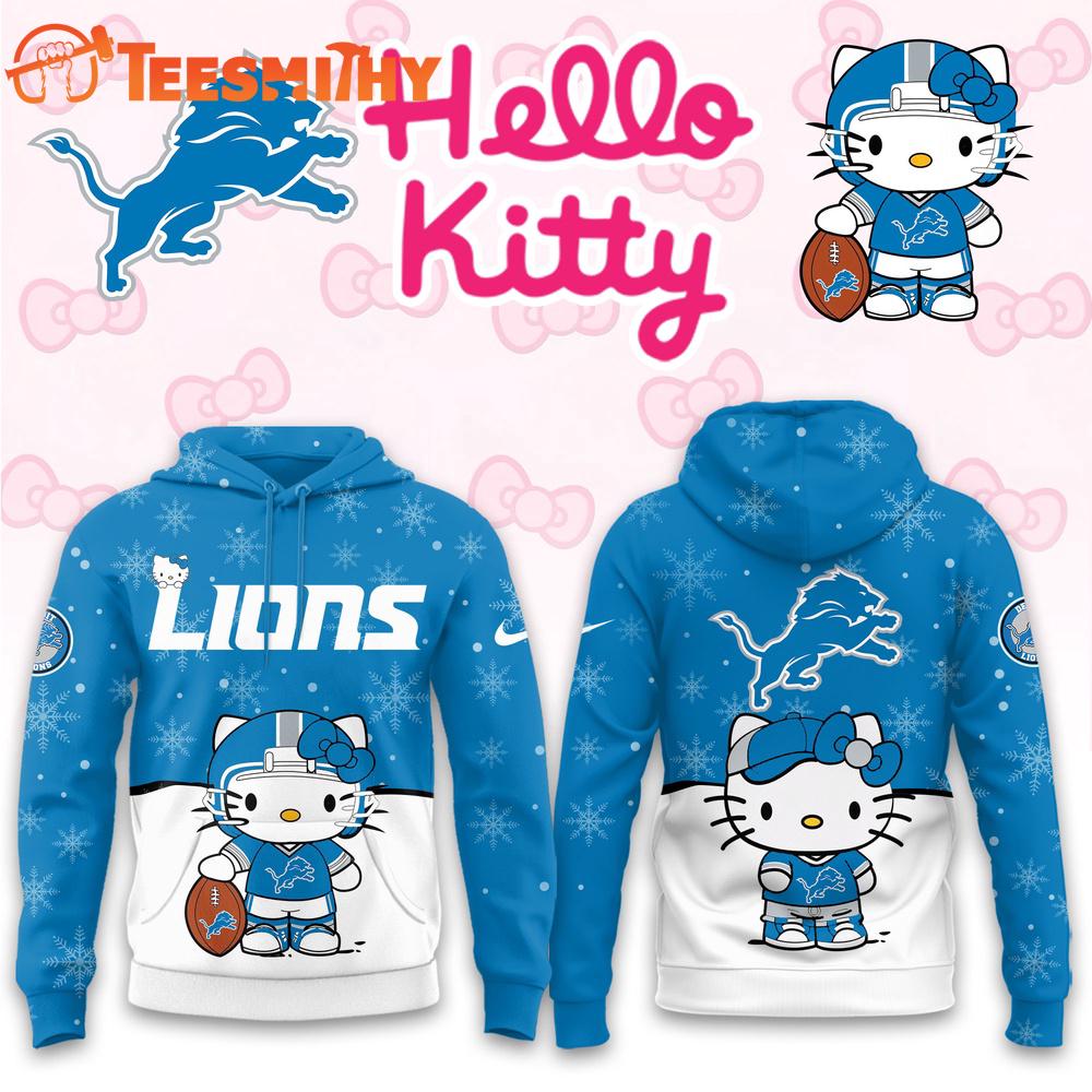 Detroit Lions 2025 Football Christmas Hello Kitty Hoodie Shirt Detroit Lions 2025 Football Christmas Hello Kitty Hoodie Shirt
