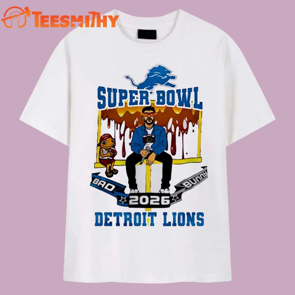 Detroit Lions 2026 NFL Bad Bunny Super Bowl LX Vintage T Shirt