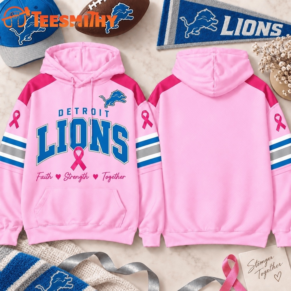 Detroit Lions 2026 NFL Breast Cancer Awareness Game Day Hoodie Shirt
