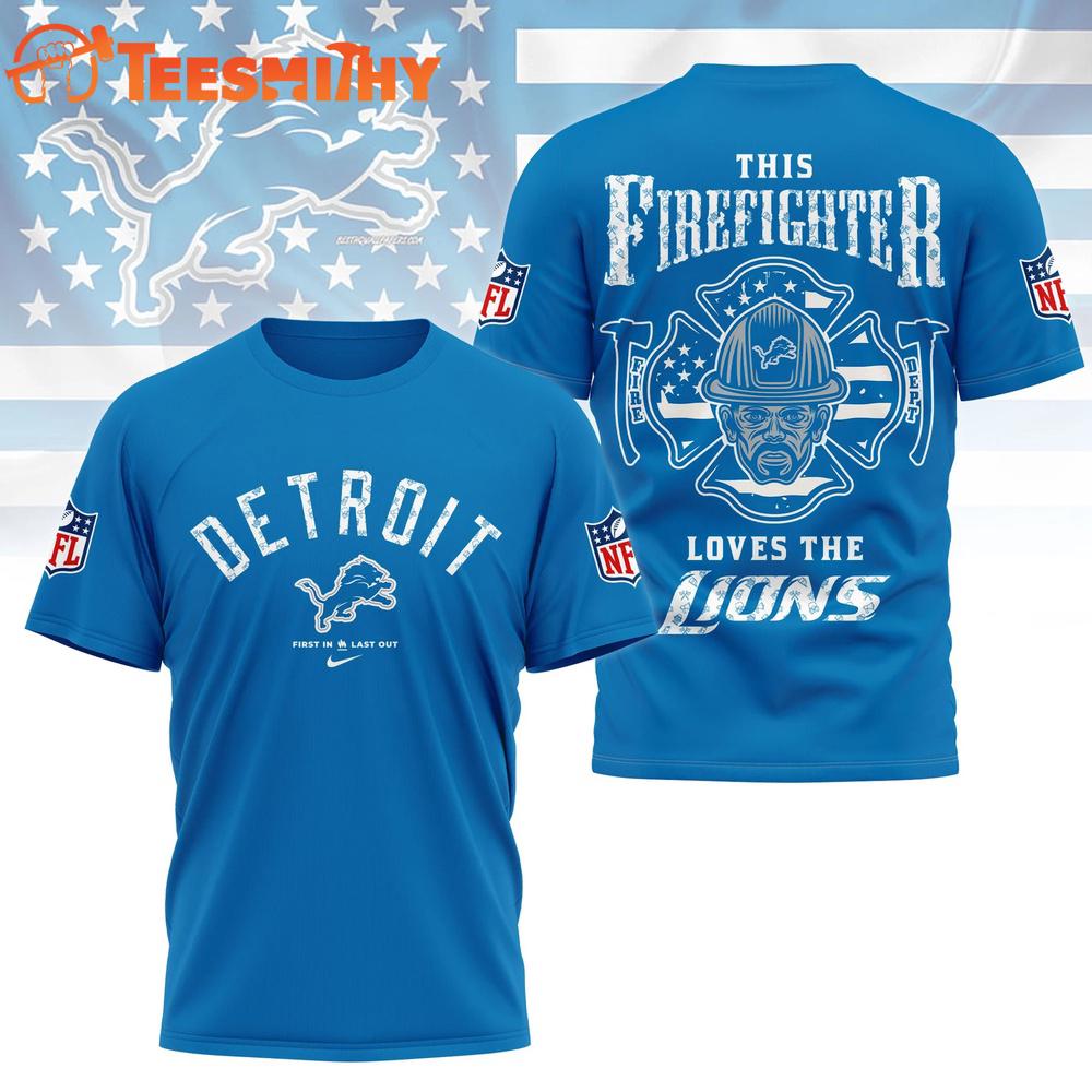 Detroit Lions 2026 NFL Firefighter Tribute 3D Shirt