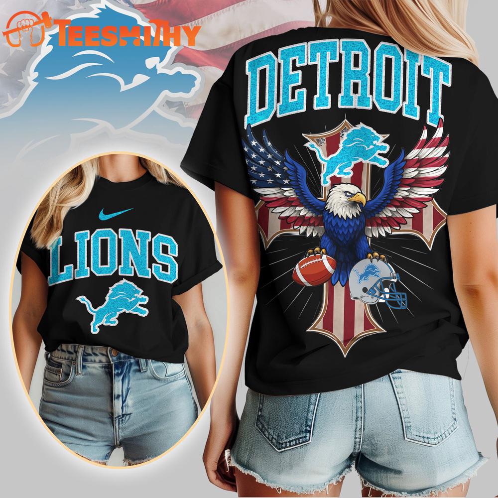 Detroit Lions 2026 NFL Freedom Eagle All Over Print Shirt