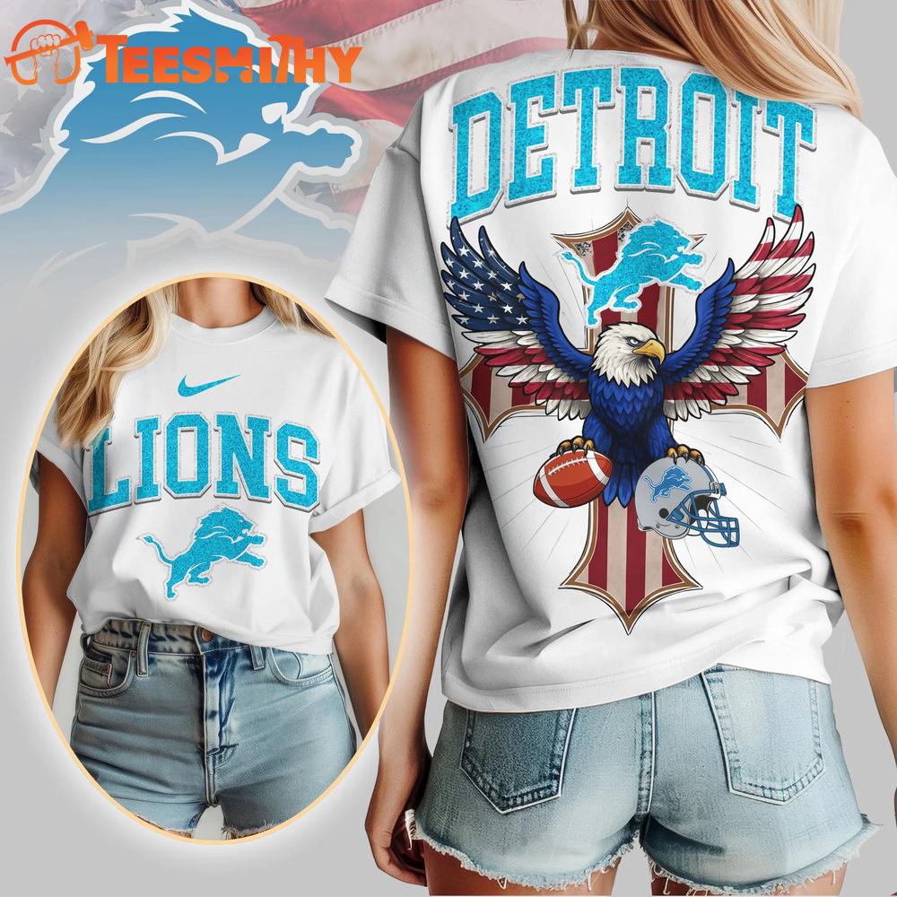 Detroit Lions 2026 NFL Freedom Eagle All Over Print Shirt