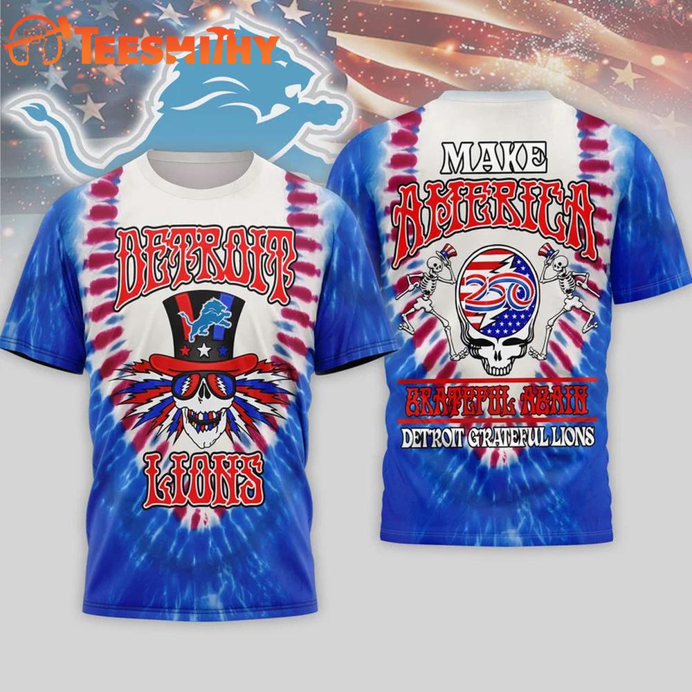 Detroit Lions 2026 NFL Grateful Dead 250 Years Of America 3D T Shirt