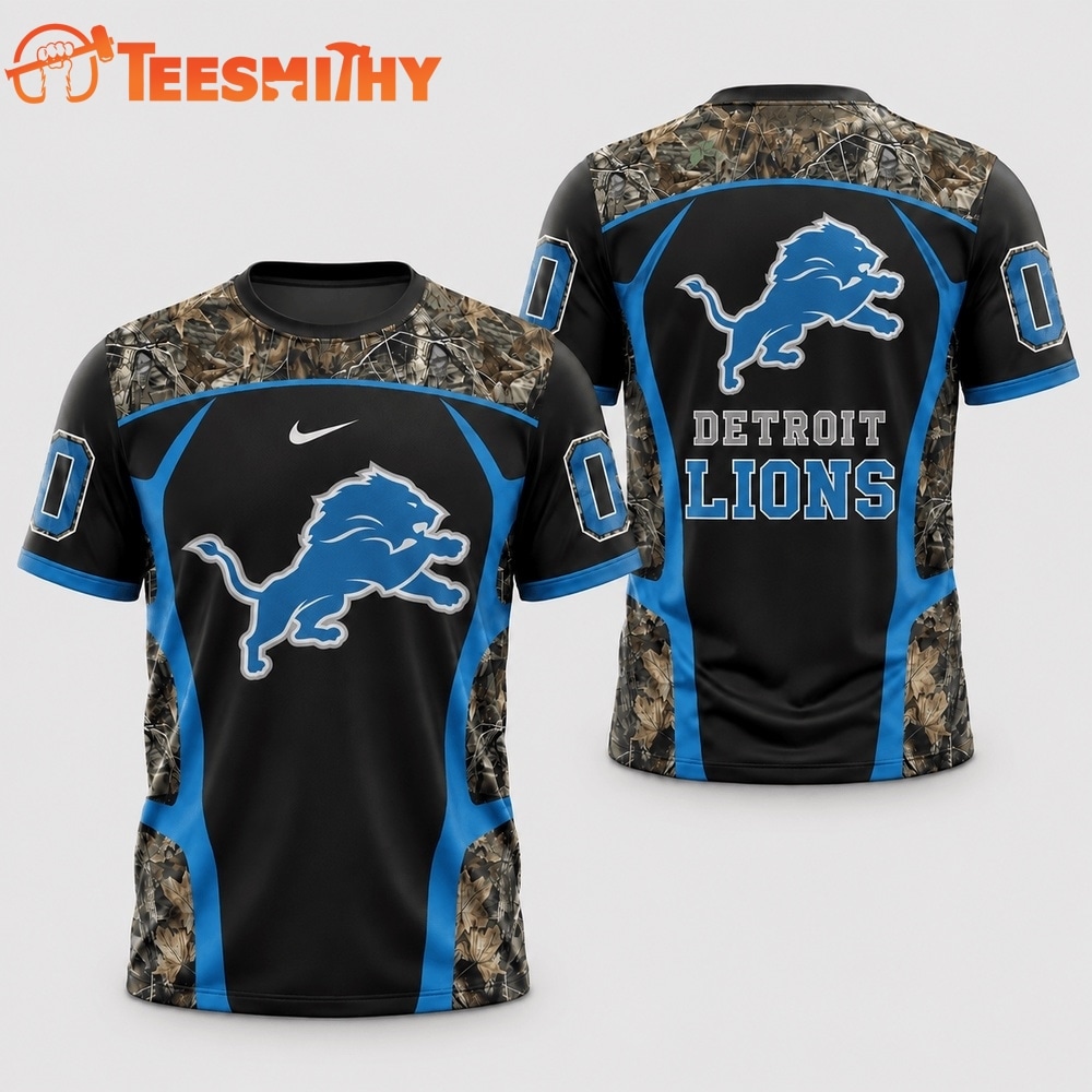 Detroit Lions 2026 NFL Hunting Camo 3D Shirt