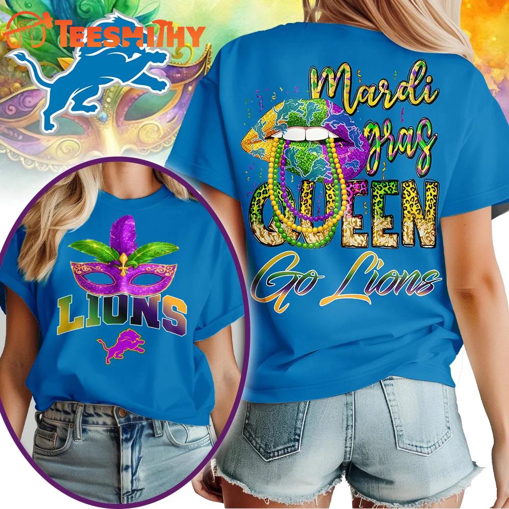 Detroit Lions 2026 NFL Mardi Gras Queen Unisex All Over Print Shirt