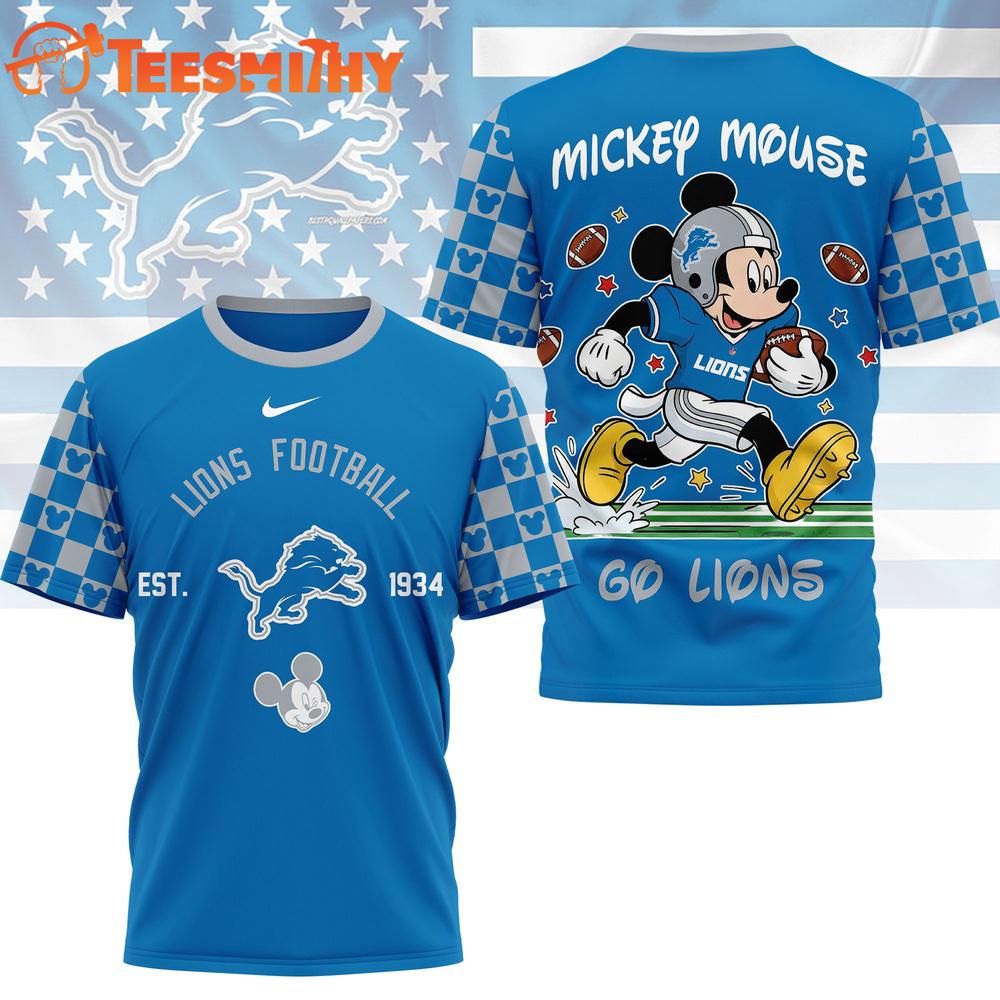 Detroit Lions 2026 NFL Mickey Football Special New 3D T Shirt