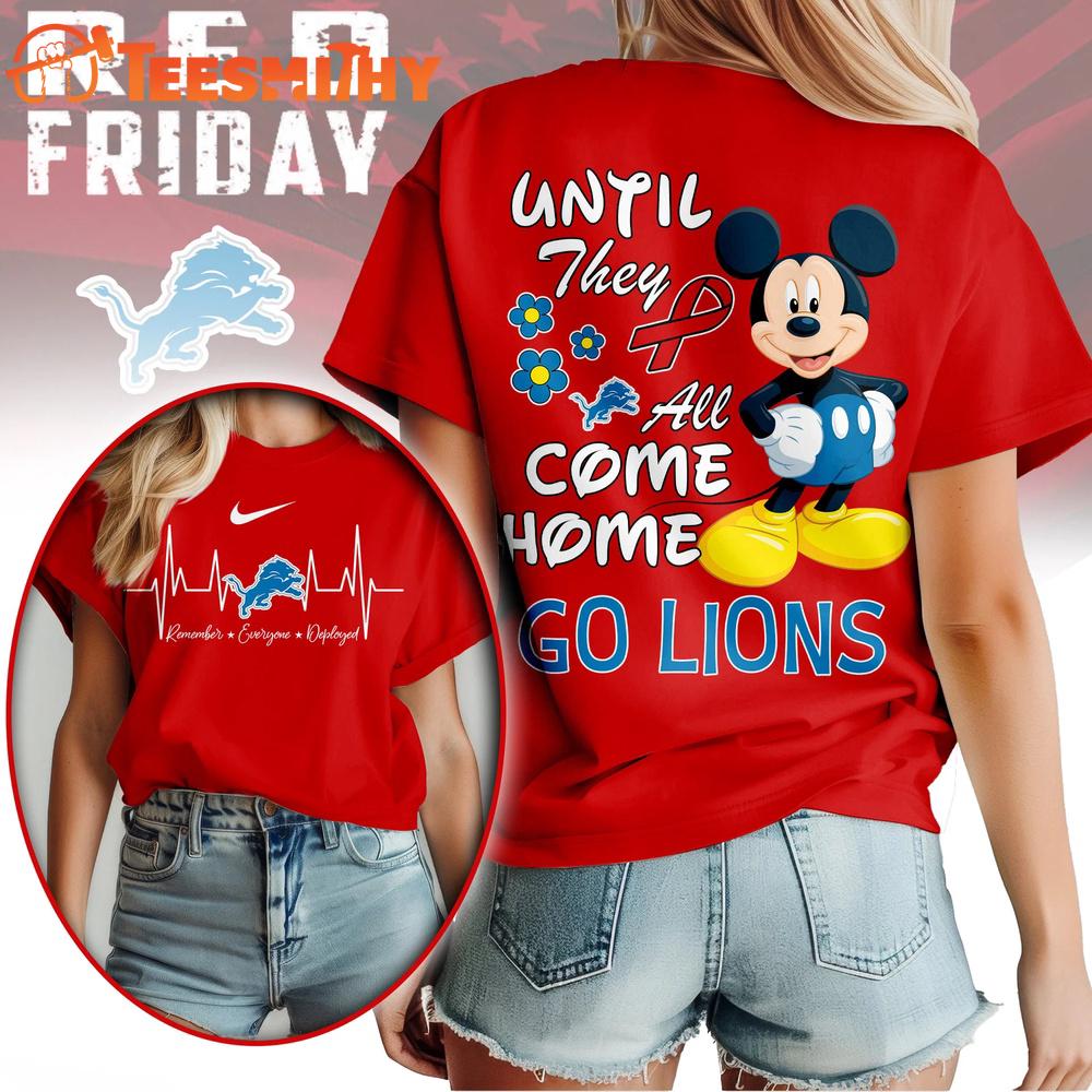 Detroit Lions 2026 NFL Mickey Red Friday 3D T Shirt