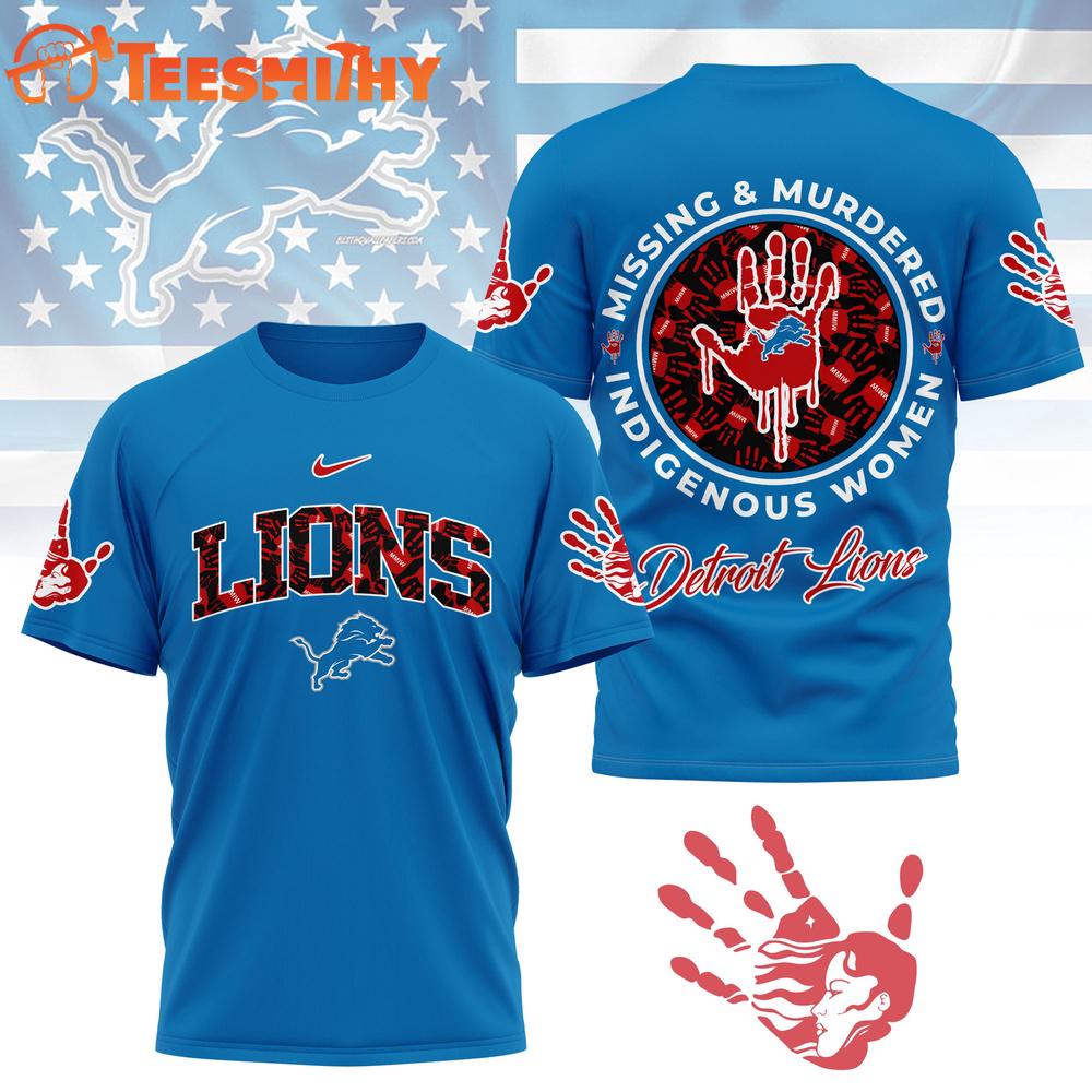 Detroit Lions 2026 NFL Missing Murdered Indigenous Women Awareness 3D Shirt