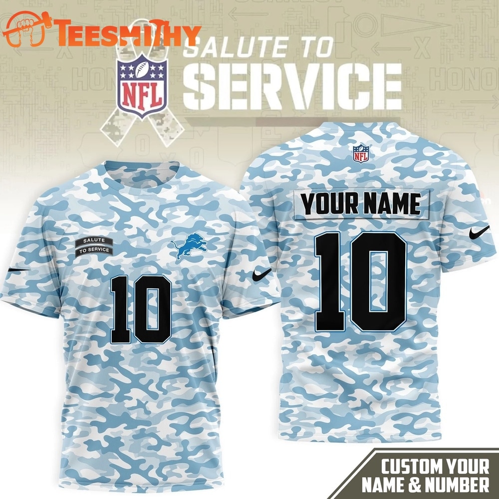 Detroit Lions 2026 NFL Salute to Service Camo New Design 3D Shirt