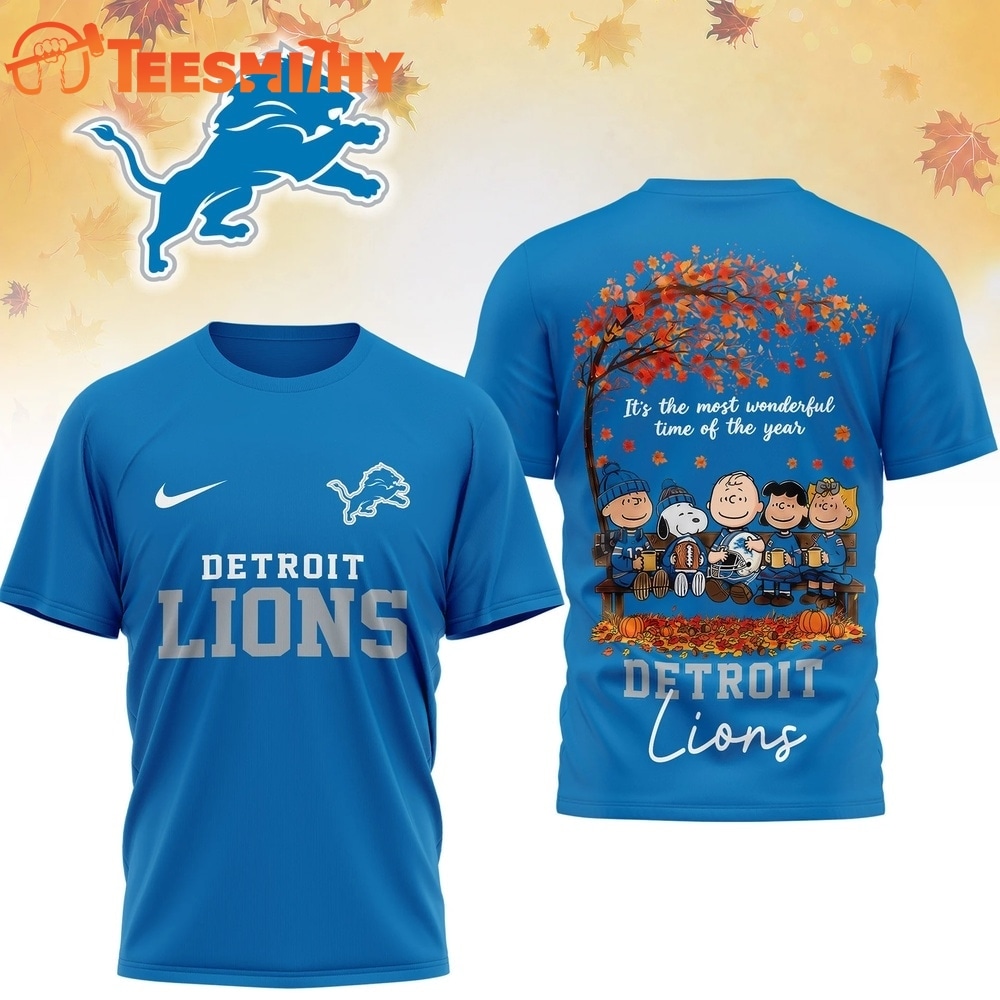 Detroit Lions 2026 NFL Snoopy Peanut It's the Most Wonderful Time of the Year 3D Shirt