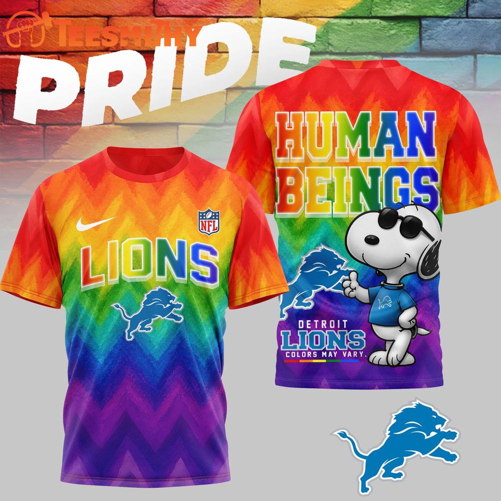 Detroit Lions 2026 NFL Snoopy Rainbow Pride Limited 3D Shirt