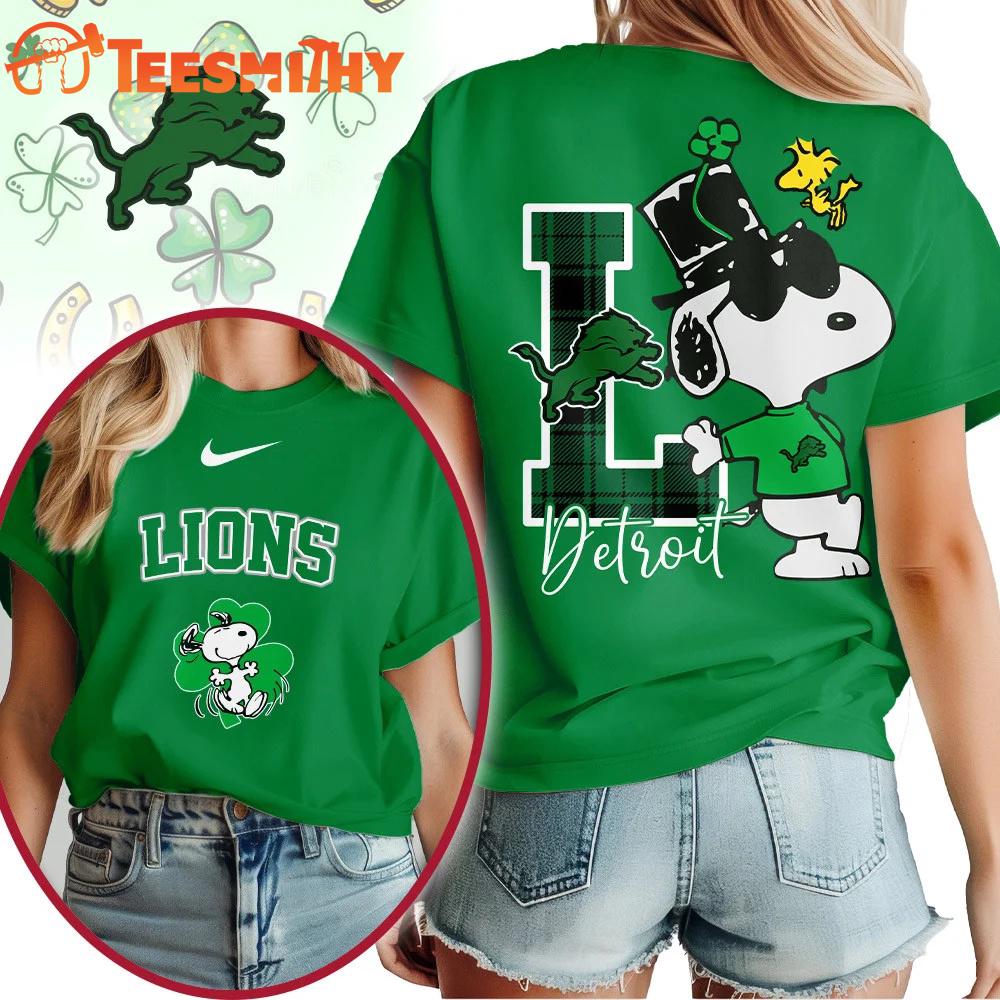 Detroit Lions 2026 NFL Snoopy St. Patricks Day Unisex 3D Shirt