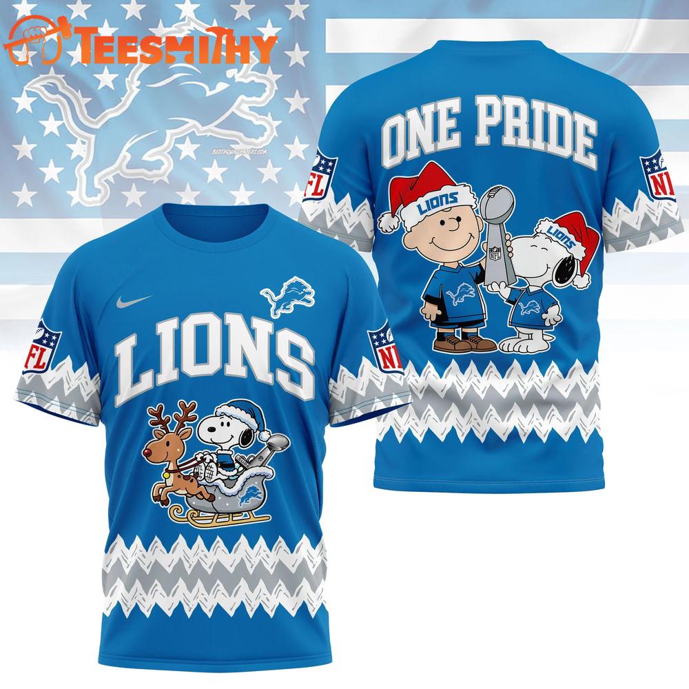 Detroit Lions 2026 NFL Snoopy Super Bowl Holiday Limited 3D Shirt