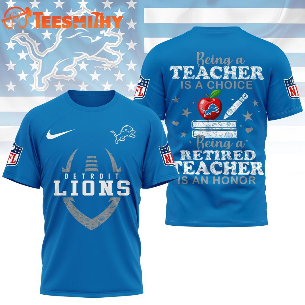 Detroit Lions 2026 NFL Teacher Honor 3D T Shirt