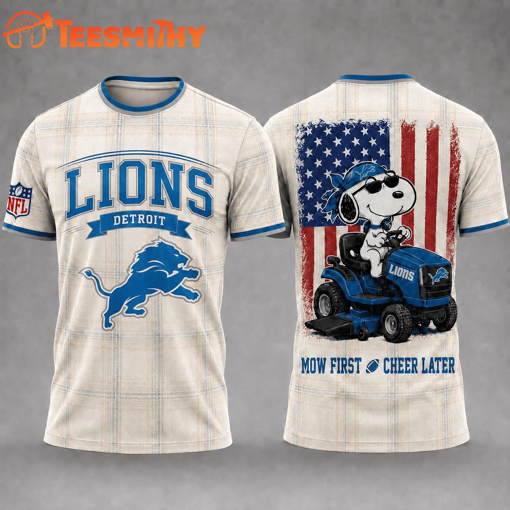 Detroit Lions Funny Football Snoopy Gardening Lovers 3D T Shirt