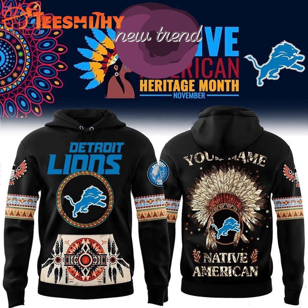 Detroit Lions Native American Heritage Month Custom Name Hoodie