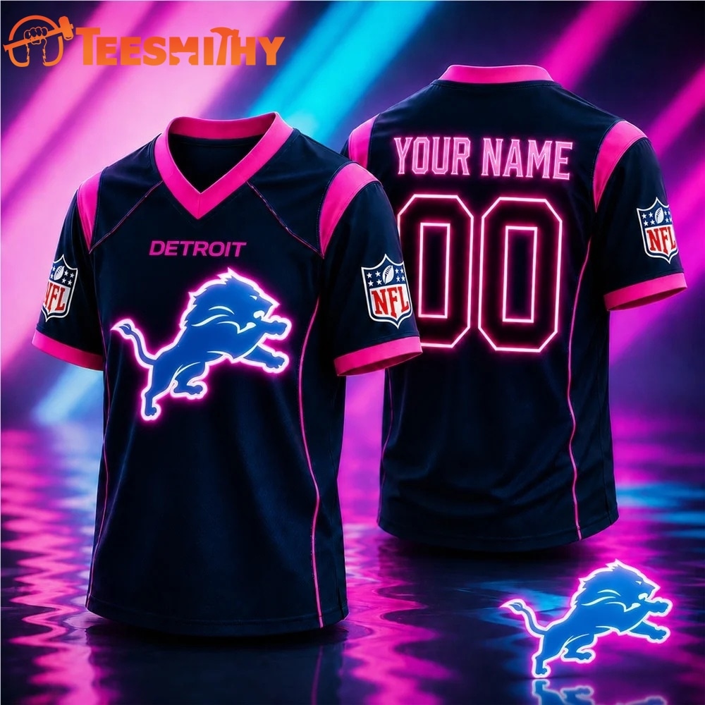 Detroit Lions NFL Electric Glow Custom Football Jersey