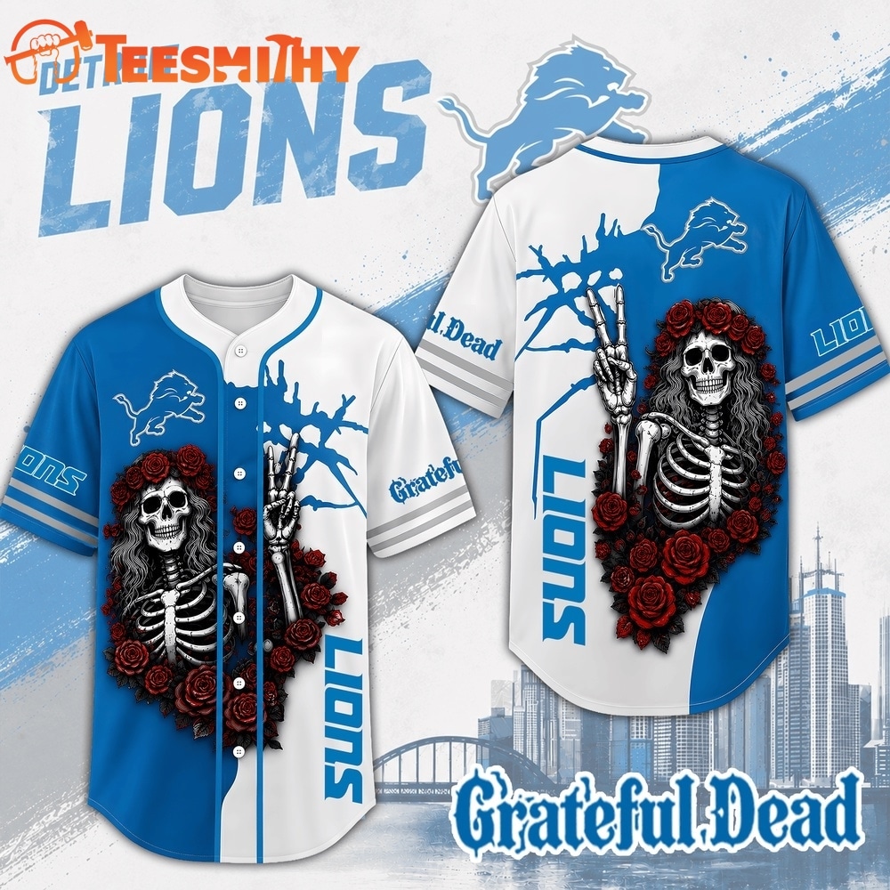 Detroit Lions NFL Game Day Grateful Dead Baseball Jersey Shirt