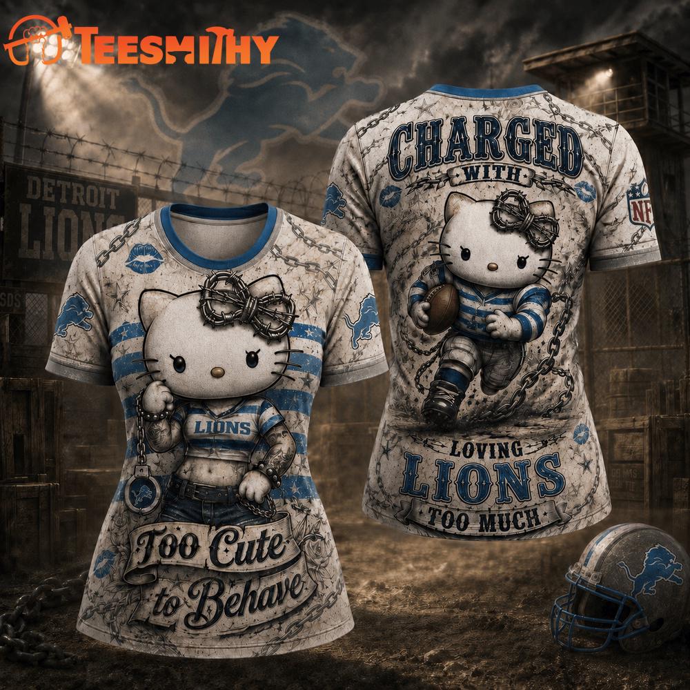 Detroit Lions NFL Hello Kitty Rebellion Unisex 3D Shirt