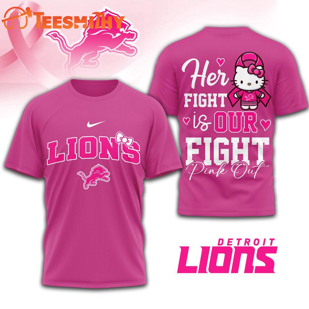 Detroit Lions NFL Her Fight Is Our Fight x Hello Kitty 3D Shirt Detroit Lions NFL Her Fight Is Our Fight x Hello Kitty 3D Shirt