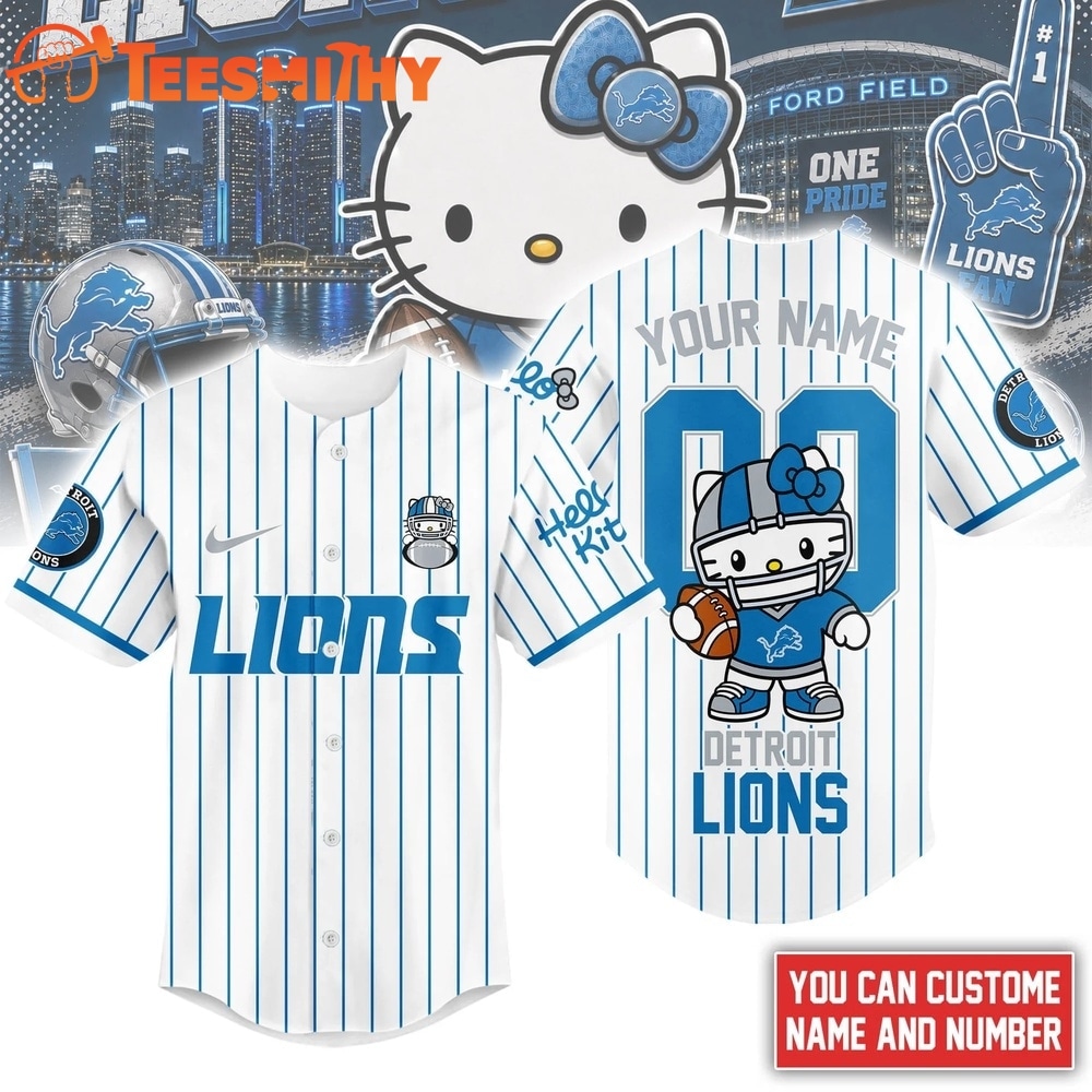 Detroit Lions NFL Kitty Game Day Custom Baseball Jersey Shirt
