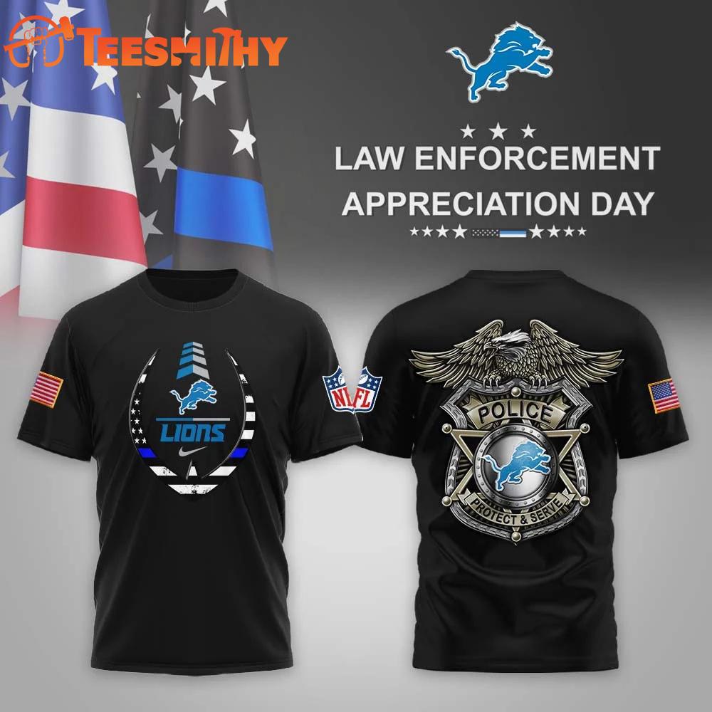 Detroit Lions NFL Law Enforcement Appreciation Day Black T Shirt
