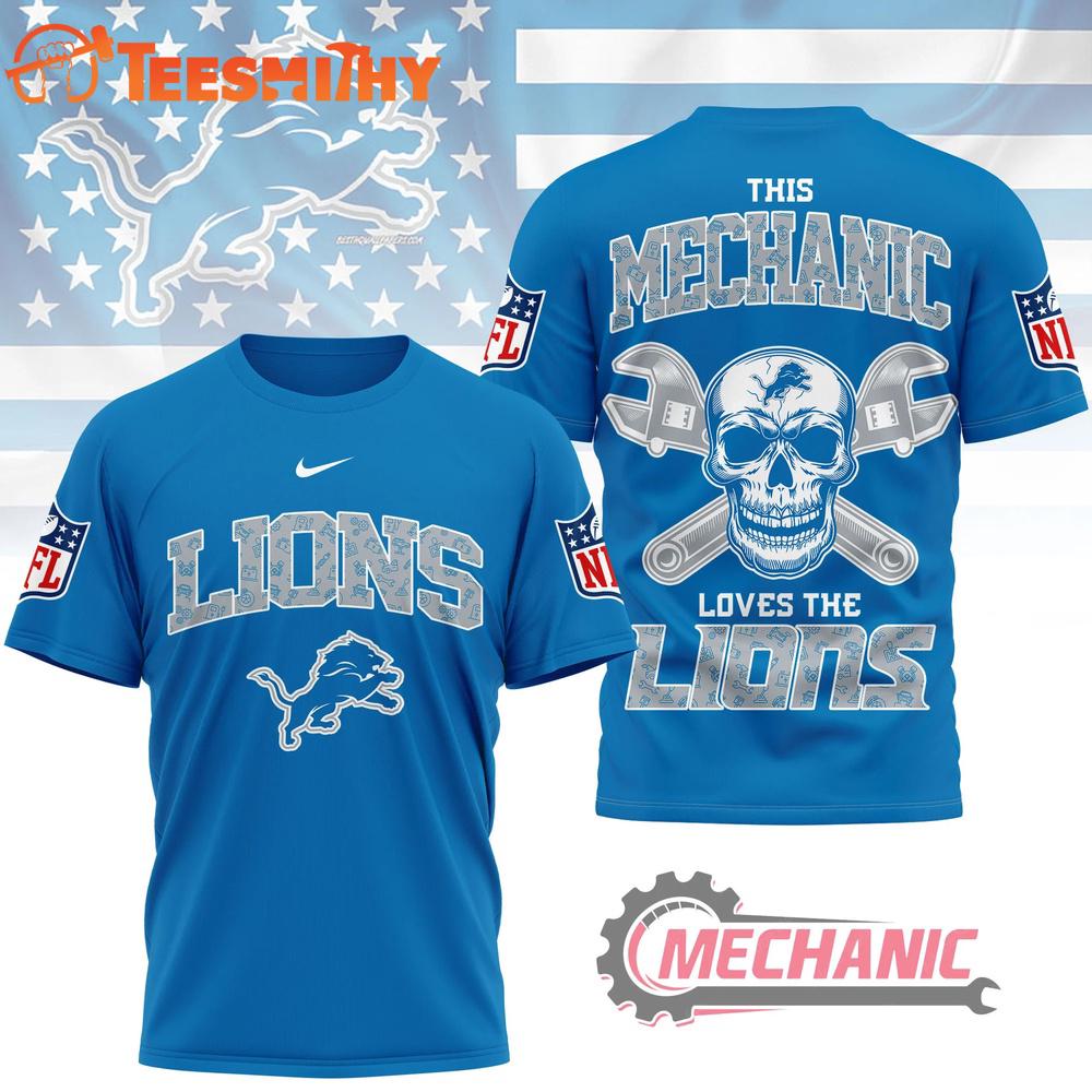 Detroit Lions NFL Mechanic Loves Football New Design 3D Shirt
