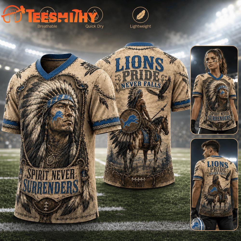 Detroit Lions NFL Native American Warrior Vintage Game Day Football Jersey