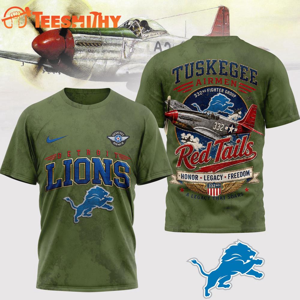 Detroit Lions NFL Red Tails Legacy Game Day 3D T-Shirt