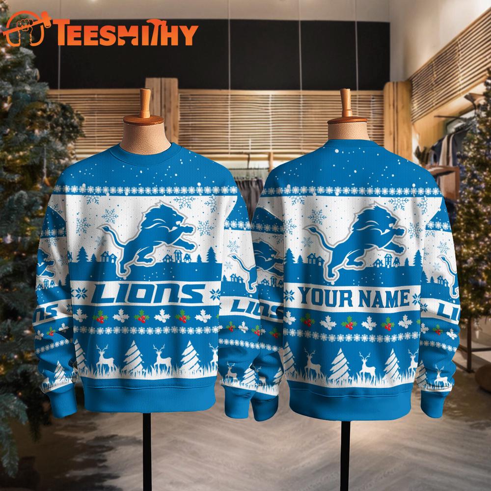 Detroit Lions NFL Snow Ugly Christmas Sweater Detroit Lions NFL Snow Ugly Christmas Sweater