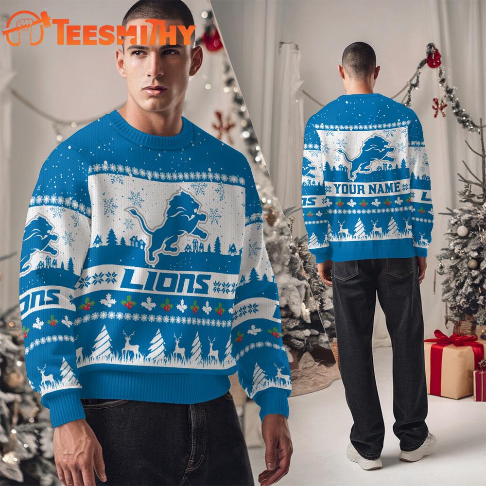 Detroit Lions NFL Snow Ugly Christmas Sweater Detroit Lions NFL Snow Ugly Christmas Sweater