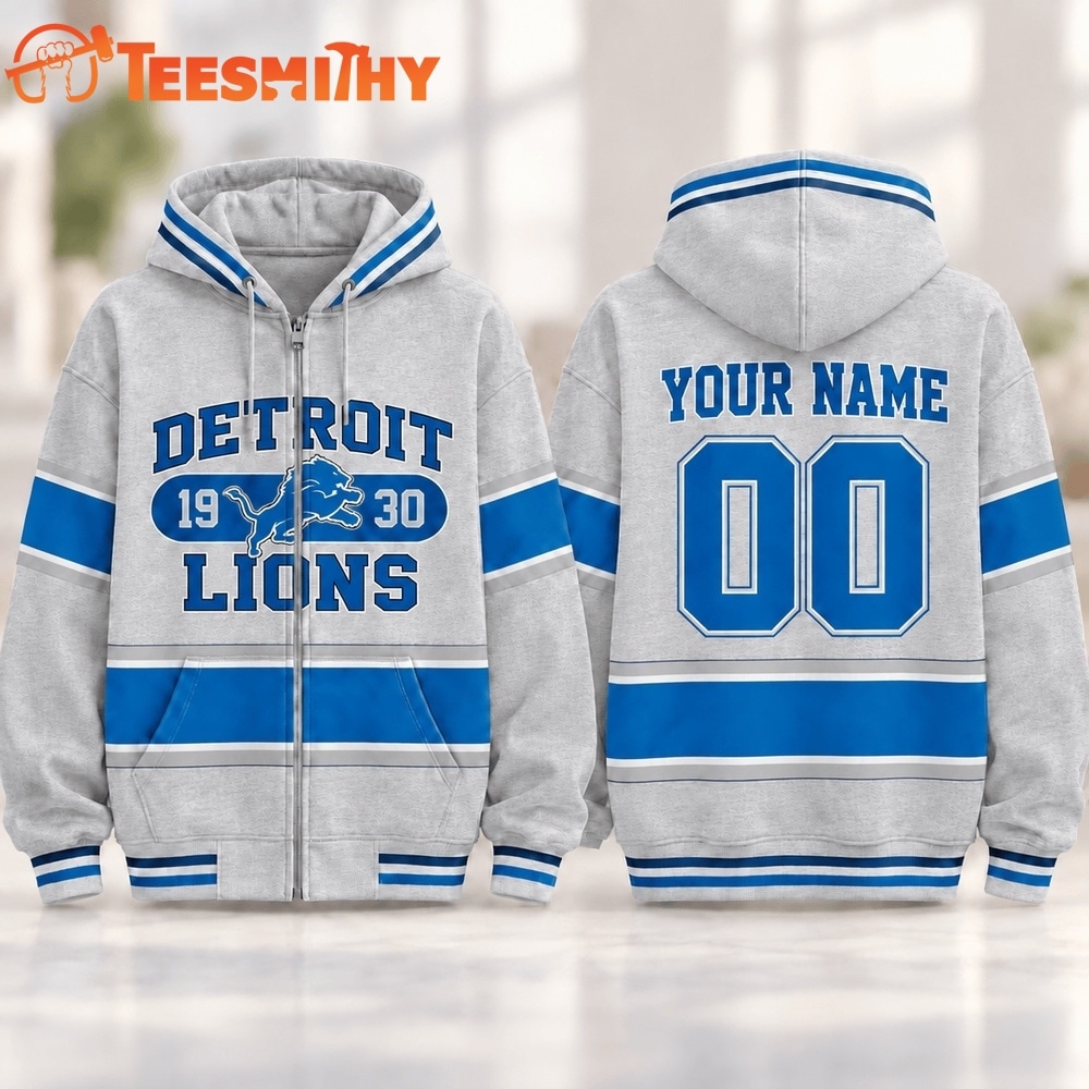Detroit Lions NFL Varsity Stripe Zip Hoodie