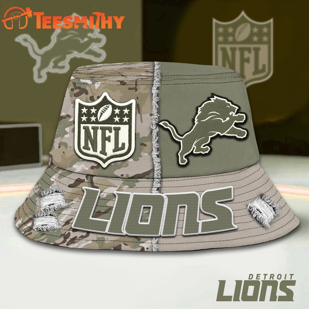 Detroit Lions NFL Veterans US Army Bucket Hat