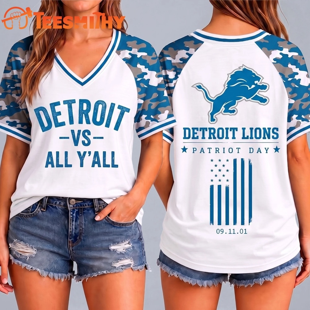 Detroit Lions NFL vs All Y' All United We Stand V Neck T Shirt