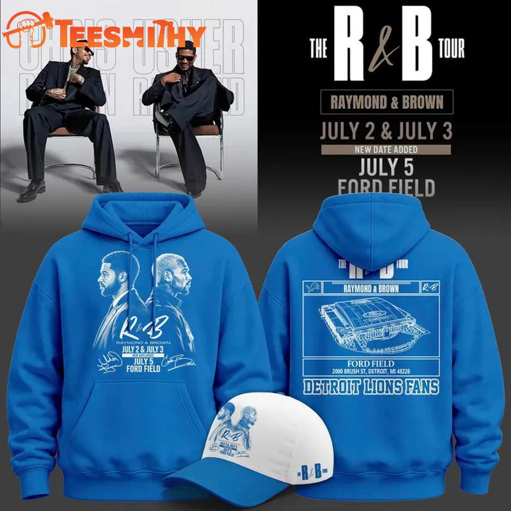 Detroit Lions x Chris Brown And Usher The R&B Tour 2026 Exclusive Version Blue Hoodie