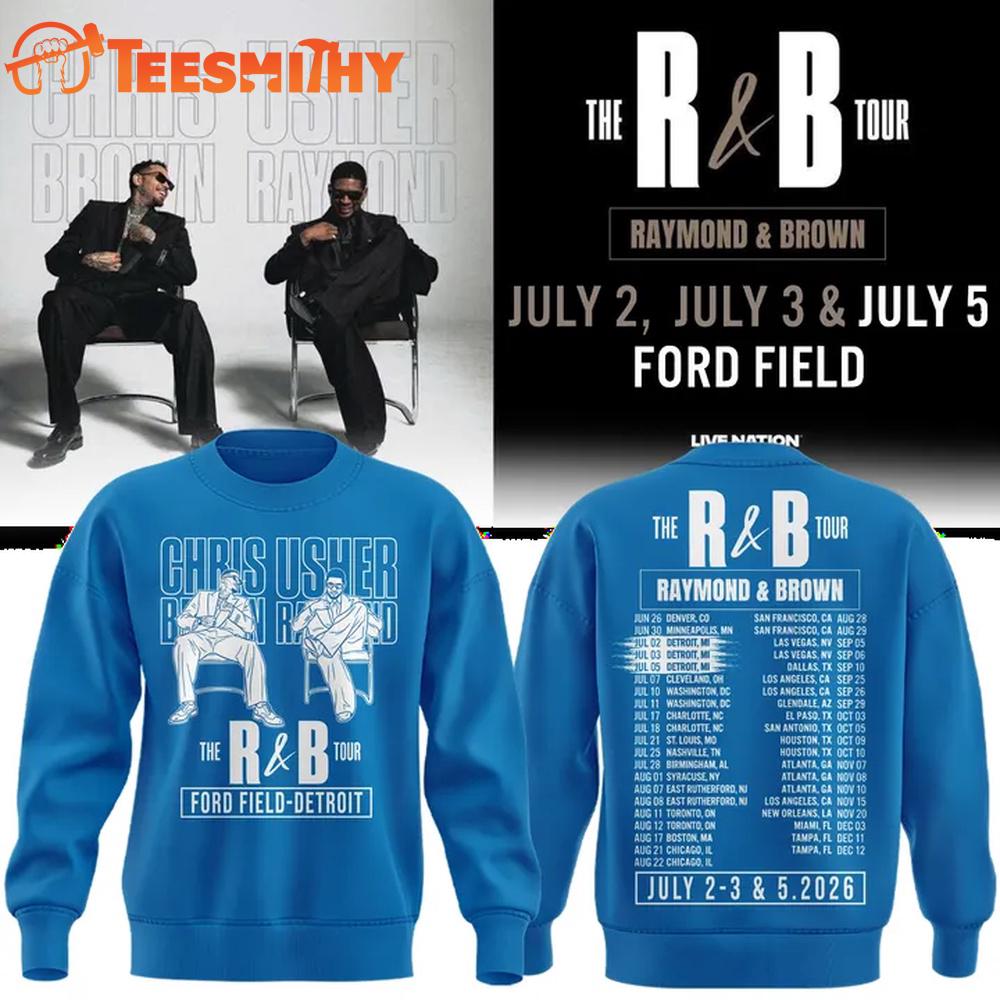 Detroit Lions x Chris Brown And Usher The R&B Tour 2026 Exclusive Version Blue Sweatshirt