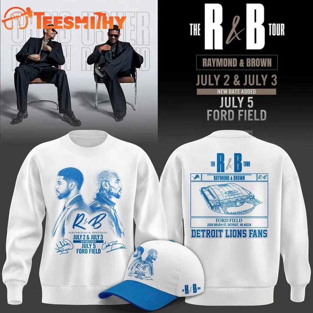 Detroit Lions x Chris Brown And Usher The R&B Tour 2026 Exclusive Version White Sweatshirt