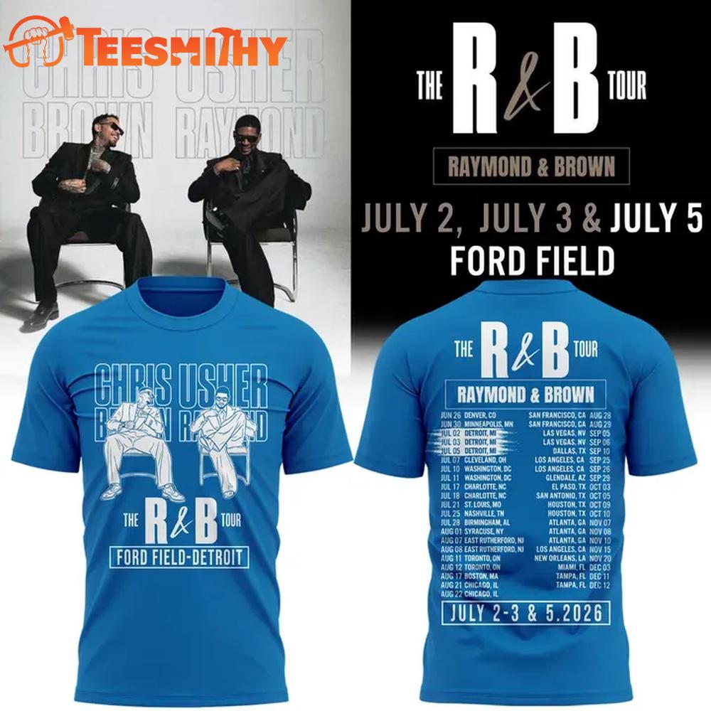 Detroit Lions x Chris Brown And Usher The R&B Tour 2026 Signature 3D Shirt
